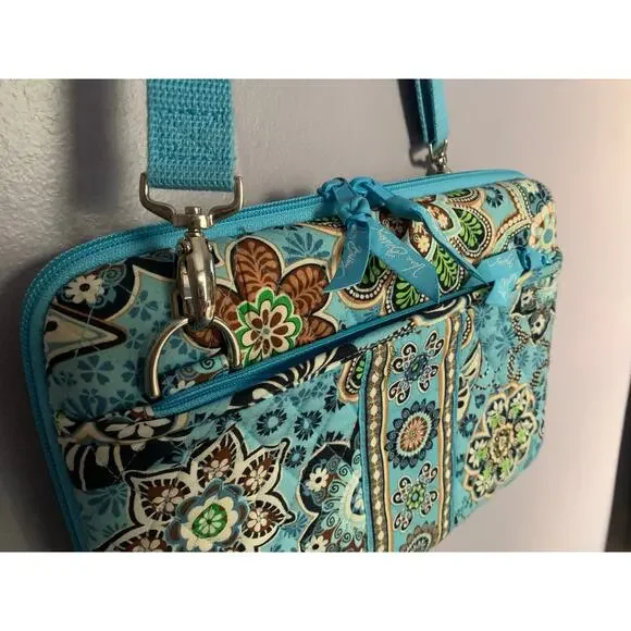 Vera Bradley 12" mini Laptop  Hard Case w/Shoulder Strap in Bali Blue EUC - Picture 4 of 11
